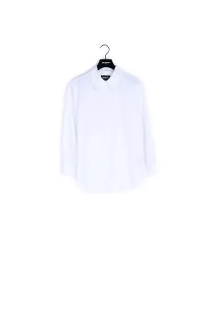 Chemise coton blanche détail noir