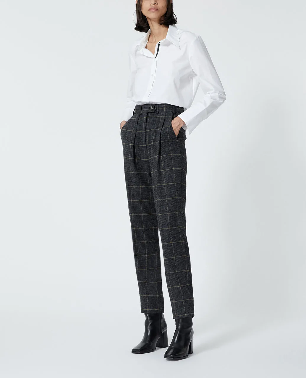 Chemise coton blanche détail noir