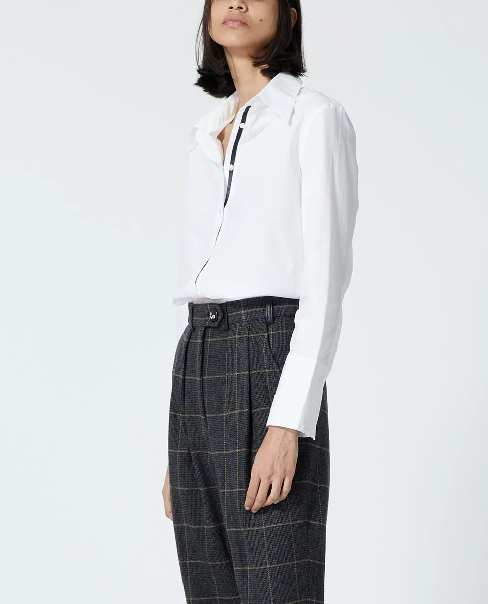 Chemise coton blanche détail noir