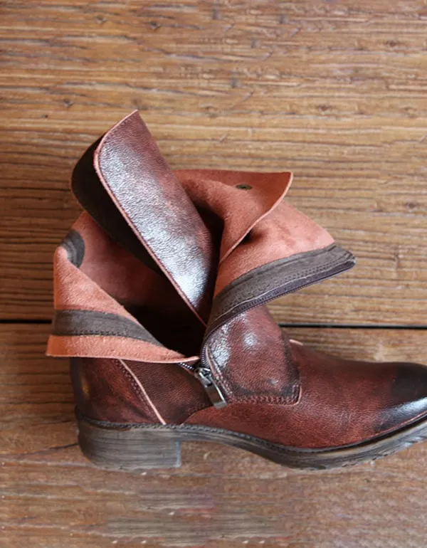 Handmade British Style Vintage Buckle Motorcycle Boots