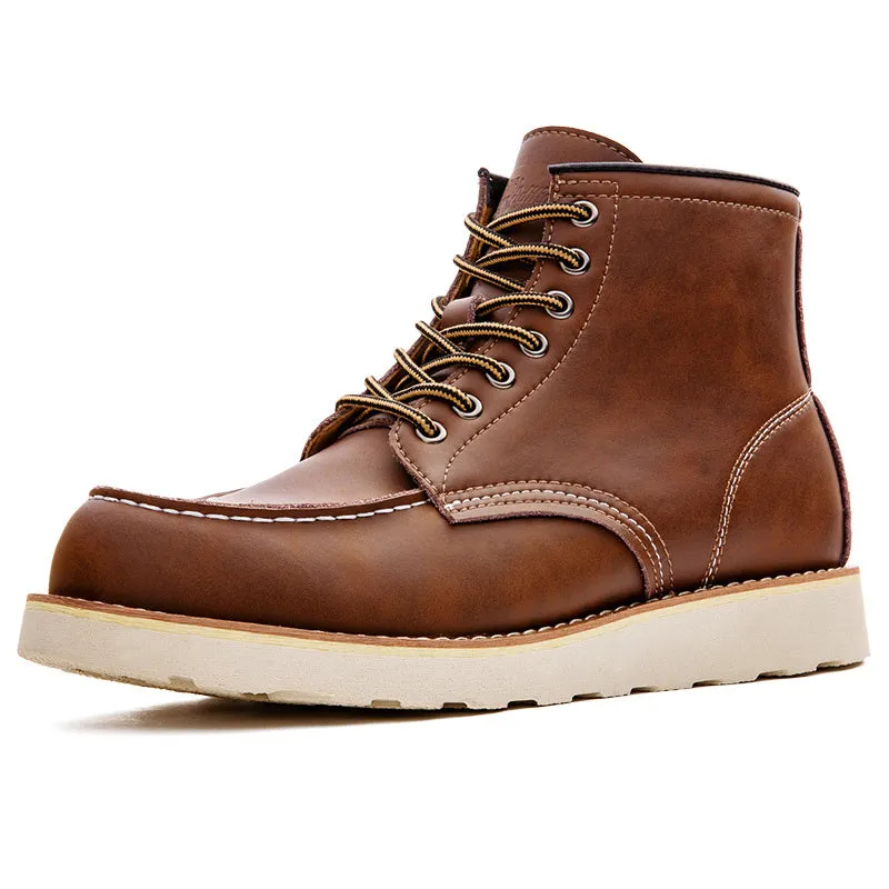 Mid-high Top Leather Motorcycle Boots Men